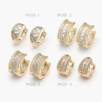 Arracadas Bicolor Piedras Blancas Chapa de Oro 13 - Modelo 1