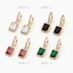 Hoops Zirconias Blanca Negra Roja y Verde Chapa de Oro 37 - Modelo 1