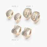 Arracadas Piedras Blancas Chapa de Oro 46
