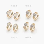 Huggies Corazones Piedras Blancas Chapa de Oro 48