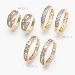 Arracadas Zirconias Blancas Bicolor Chapa de Oro 60