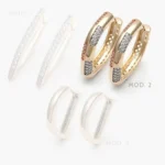 Arracadas Zirconia Blanca Bicolor Chapa de Oro 61 - Modelo 1