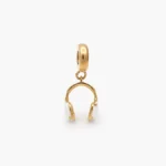Dije Audífonos Esmalte Blanco Acero Inoxidable 710 - Oro