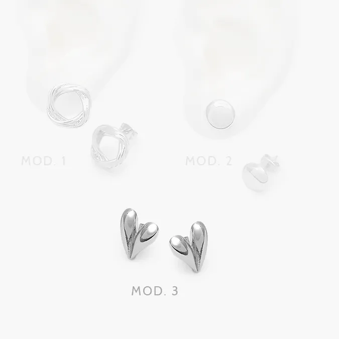 CA10692 Aretes Corazon Liso sin Piedras Chapa de Rodio 692 - Imagen 1