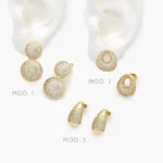 Aretes Zirconias Blancas Chapa de Oro 693