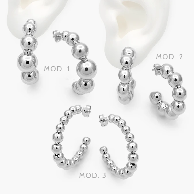 CA10697 Aretes Bolitas Lisas Sin Piedras Chapa de Rodio 697 - Imagen 1