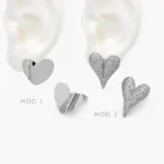 Aretes Corazones con Zirconia Blanca Chapa de Rodio 701 - Modelo 1