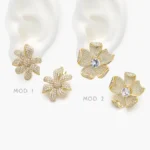 Aretes Flores Zirconias Chapa de Oro 707 - Modelo 1