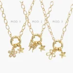 Collar Argolla Flores & Mariposas Chapa de Oro 567