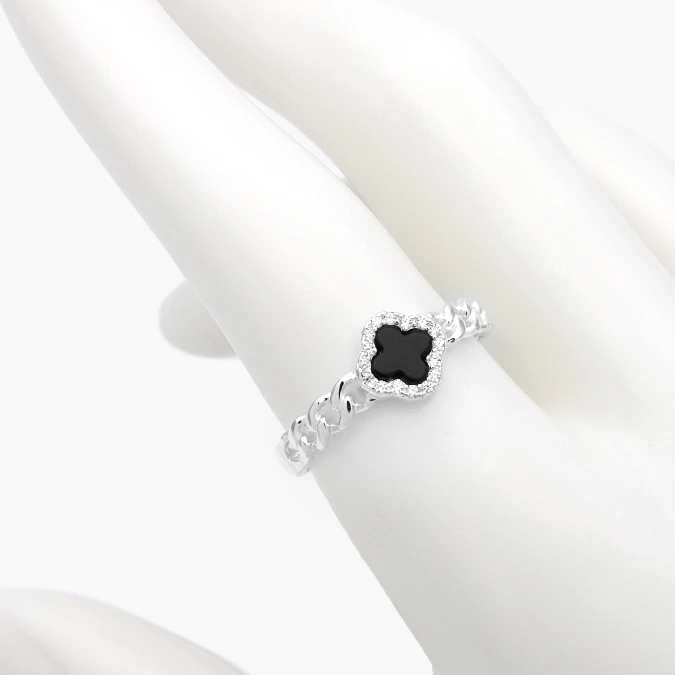 PBA-221 Anillo Plata .925 Flor Trébol 0221 - Imagen 1