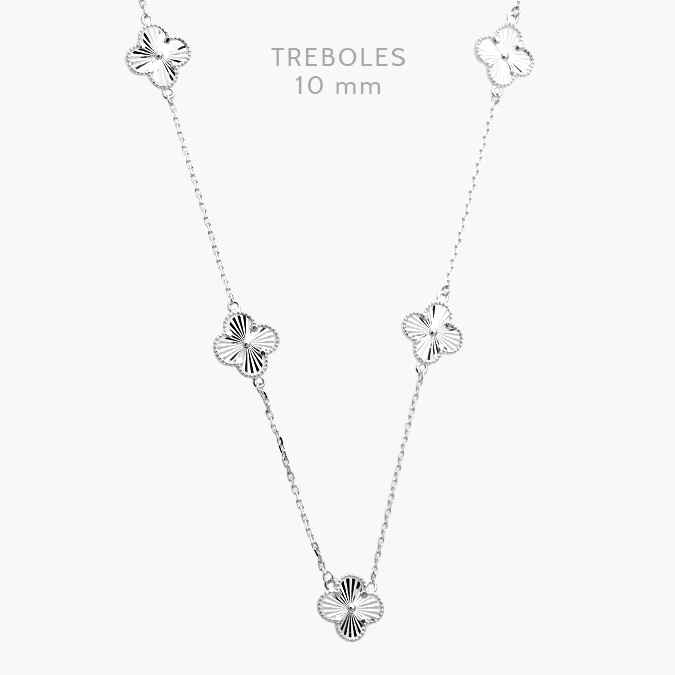 PD-122 Collar Plata .925 Flores Trébol 0122 - Imagen 1
