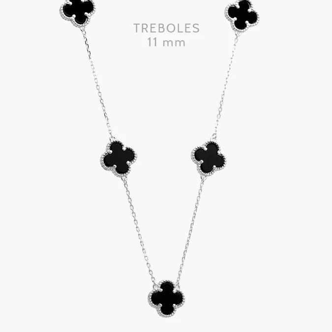 PD-123 Collar Plata .925 Flores Trébol 0123 - Imagen 1