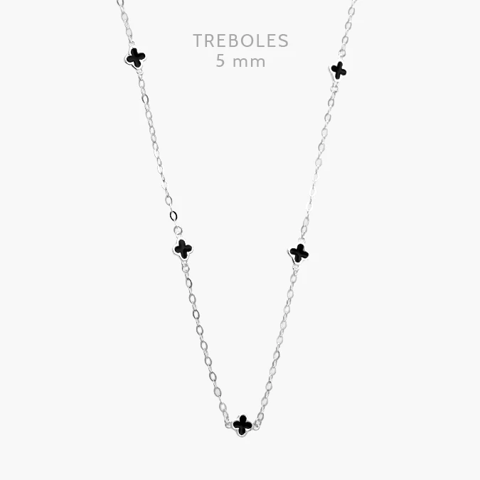 PD-124 Collar Plata .925 Flores Trébol 0124 - Imagen 1