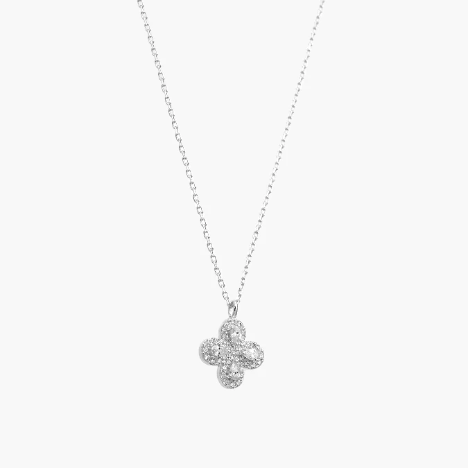 PD0128 Collar Plata .925 Flores Trébol 0128 - Imagen 1