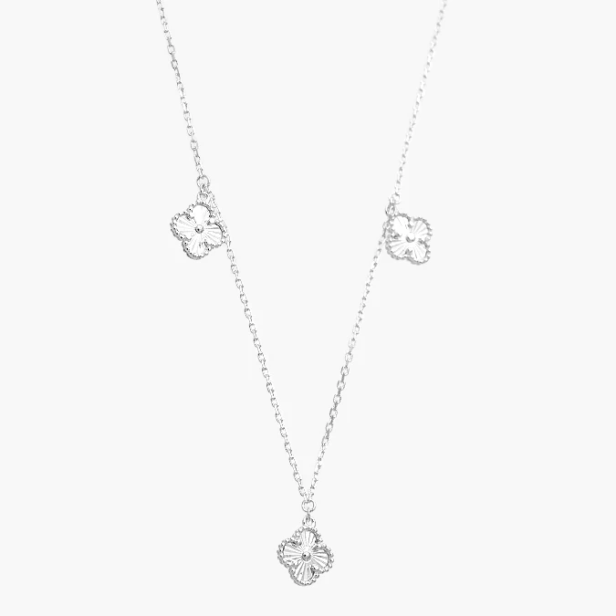 PD0129 Collar Plata .925 Flores Trébol 0129 - Imagen 1