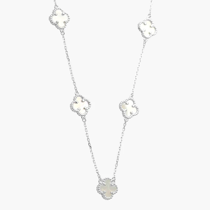 PD0130 Collar Plata .925 Flores Trébol 0130 - Imagen 1