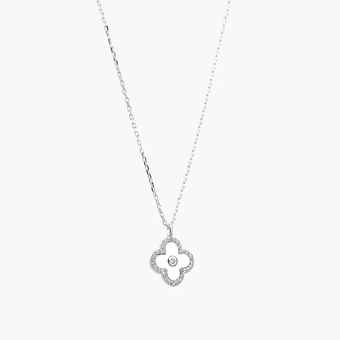 PD0132 Collar Plata .925 Flores Trébol 0132 - Imagen 1