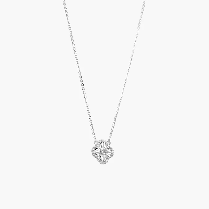 PD0133 Collar Plata .925 Flores Trébol 0133 - Imagen 1