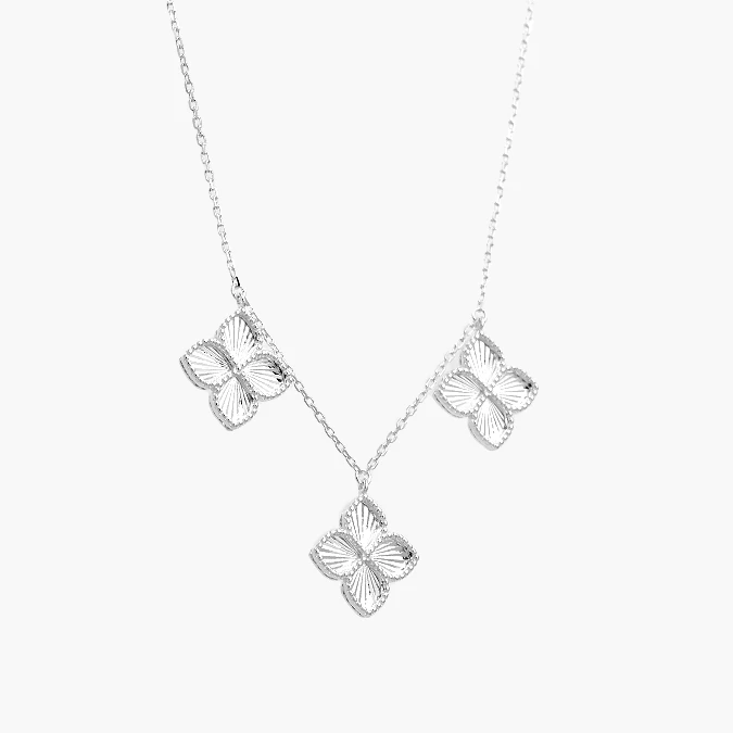 PD0135 Collar Plata .925 Flores Trébol 0135 - Imagen 1