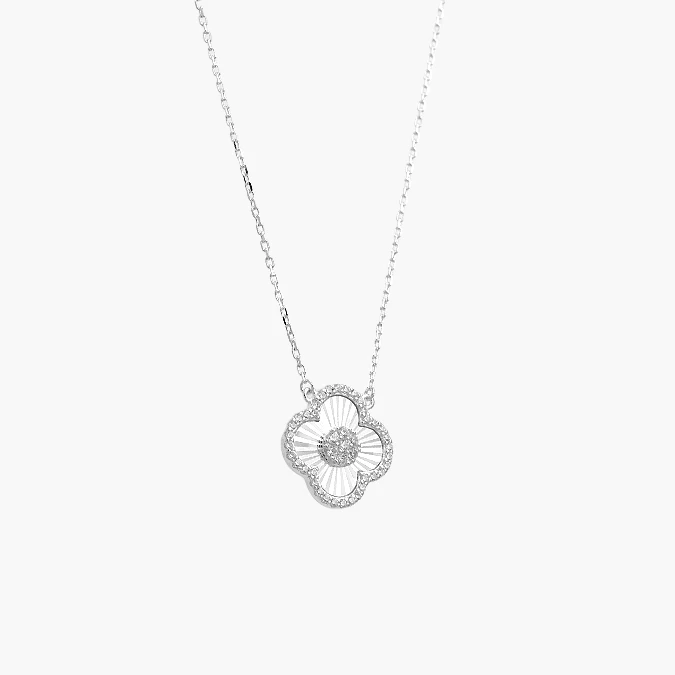 PD0136 Collar Plata .925 Flores Trébol 0136 - Imagen 1
