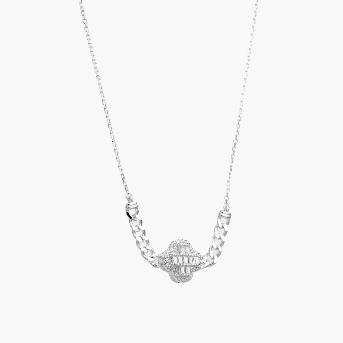 PD0137 Collar Plata .925 Flores Trébol 0137 - Imagen 1