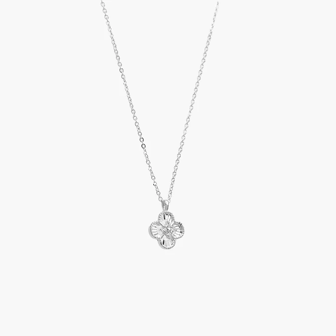 PD0138 Collar Plata .925 Flores Trébol 0138 - Imagen 1