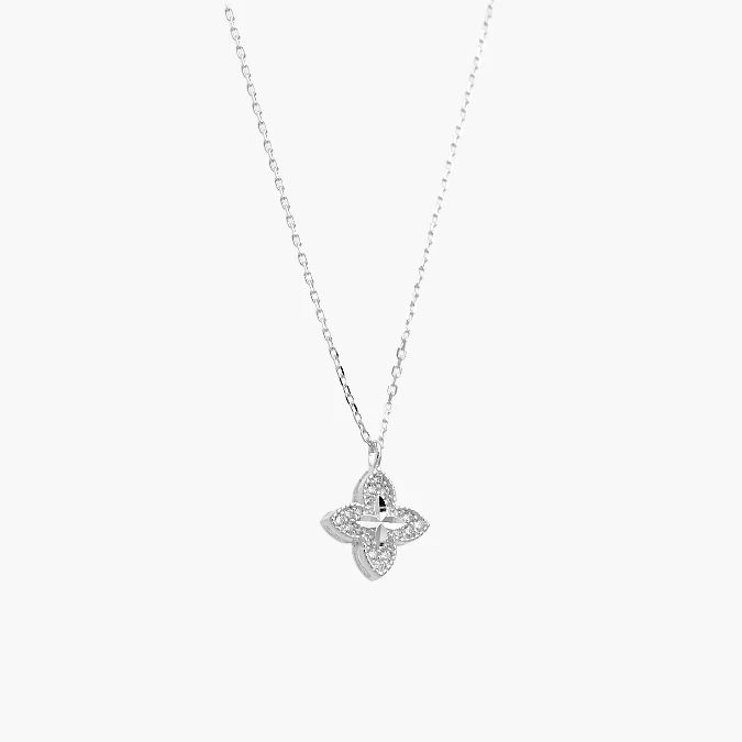 PD0142 Collar Plata .925 Flores Trébol 0142 - Imagen 1