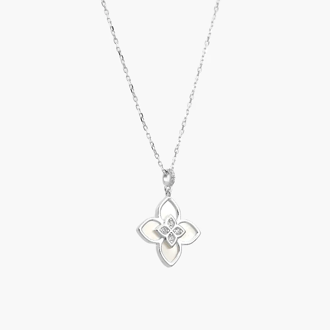 PD0143 Collar Plata .925 Flores Trébol 0143 - Imagen 1