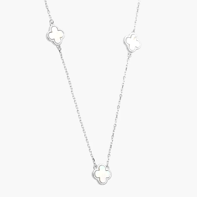 PD0145 Collar Plata .925 Flores Trébol 0145 - Imagen 1