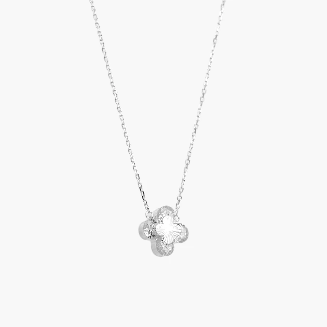 PD0146 Collar Plata .925 Flores Trébol 0146 - Imagen 1