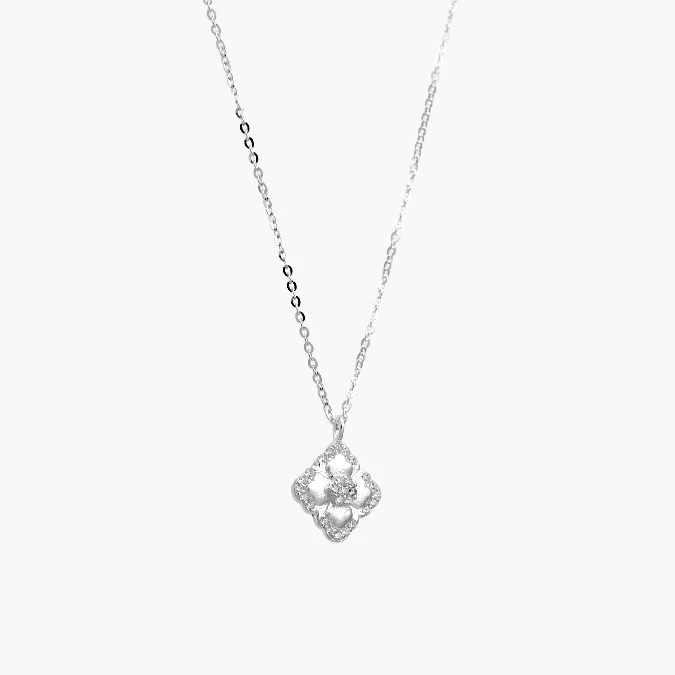 PD0147 Collar Plata .925 Flores Trébol 0147 - Imagen 1