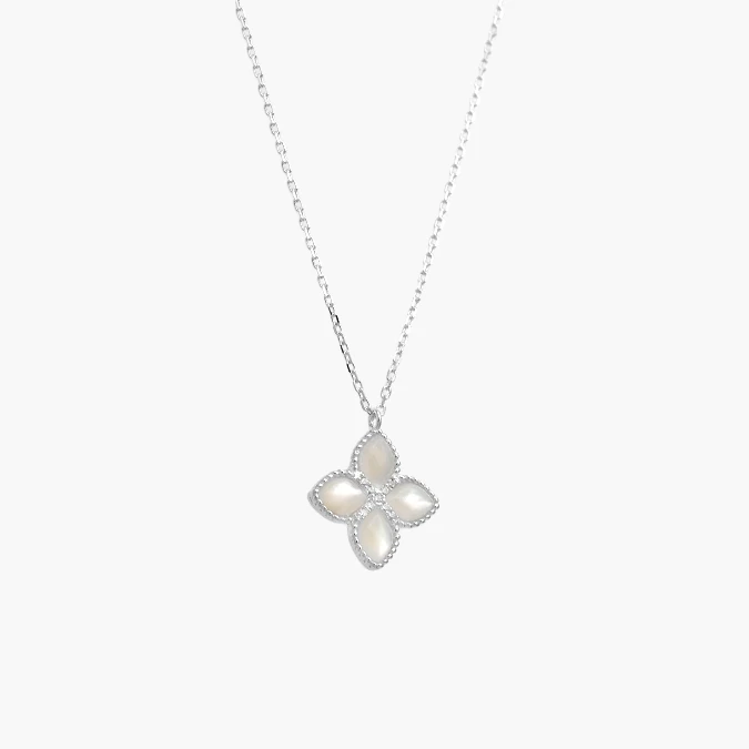 PD0153 Collar Plata .925 Flores Trébol 0153 - Imagen 1