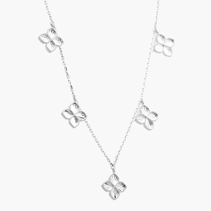 PD0156 Collar Plata .925 Flores Trébol 0156 - Imagen 1