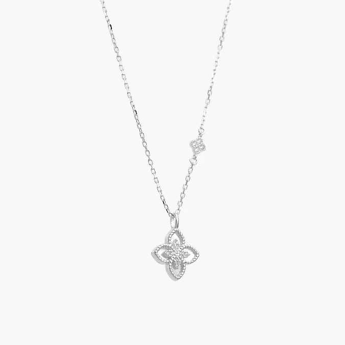 PD0157 Collar Plata .925 Flores Trébol 0157 - Imagen 1