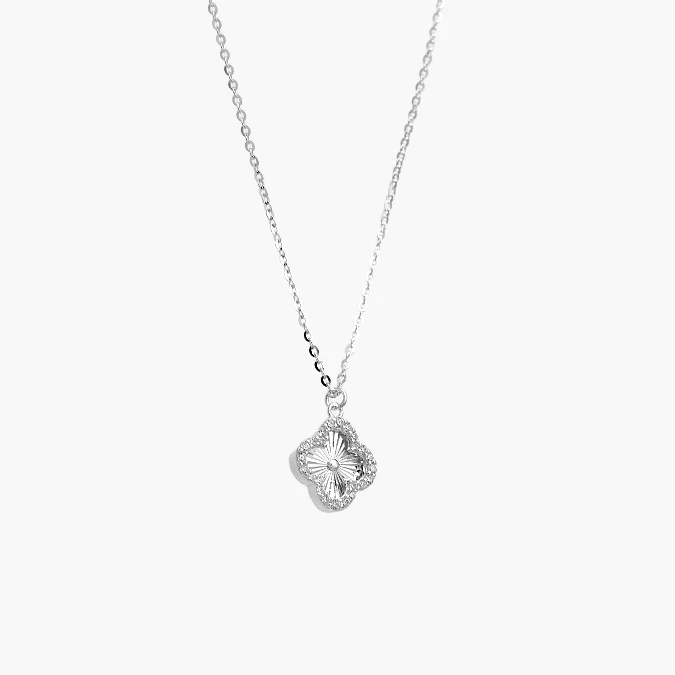 PD0158 Collar Plata .925 Flores Trébol 0158 - Imagen 1
