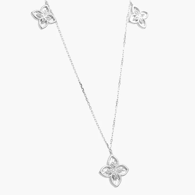 PD0159 Collar Plata .925 Flores Trébol 0159 - Imagen 1