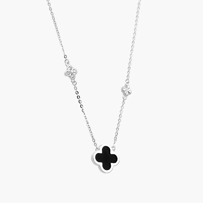 PD0160 Collar Plata .925 Flores Trébol 0160 - Imagen 1