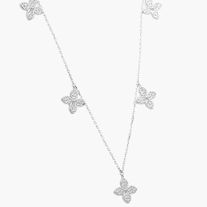 PD0162 Collar Plata .925 Flores Trébol 0162 - Imagen 1