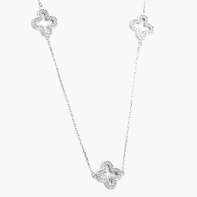 PD0163 Collar Plata .925 Flores Trébol 0163 - Imagen 1
