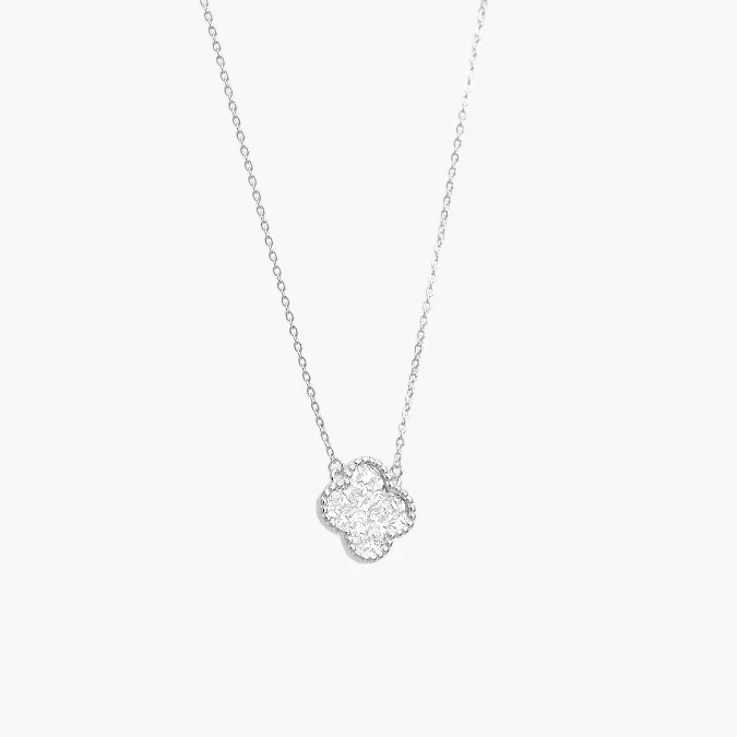 PD0166 Collar Plata .925 Flores Trébol 0166 - Imagen 1