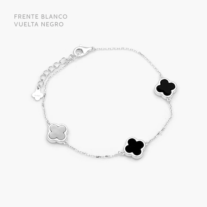 PP112 Pulso Plata .925 Flores Trébol 0112 - Imagen 1