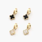Arracadas Hoops Flor Trébol Acero Inoxidable 269 - Negro