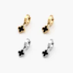 Arracadas Hoops Flor Trébol Acero Inoxidable 271 - Oro