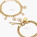 Pulsos Flores Zirconias Blancas Acero Inoxidable 856