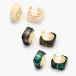 Aretes Acrílico Chapa de Oro 675 - Blanco