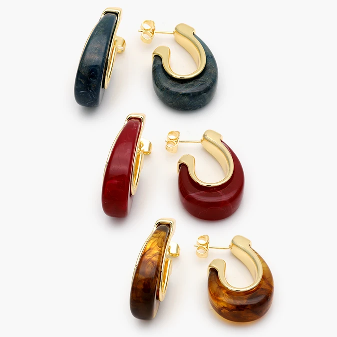 CA10680 Aretes Acrílico Chapa de Oro 680 - Imagen 1