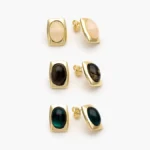 Aretes Acrílico Chapa de Oro 687 - Blanco
