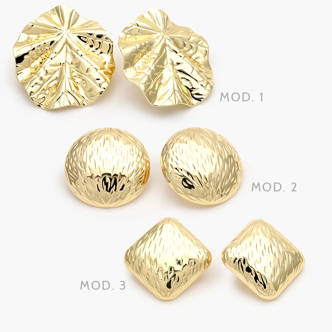 CA10724 Aretes Chunky Lisos Sin Piedras Chapa de Oro 724 - Imagen 1