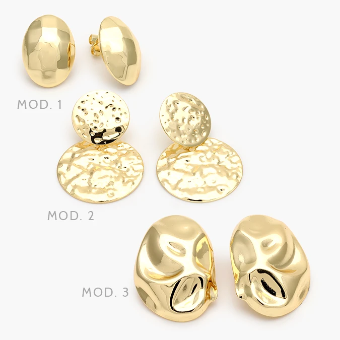 CA10726 Aretes Chunky Lisos Sin Piedras Chapa de Oro 726 - Imagen 1