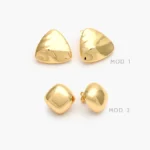 Aretes Chunky Traingulo Rombo Chapa de Oro 730